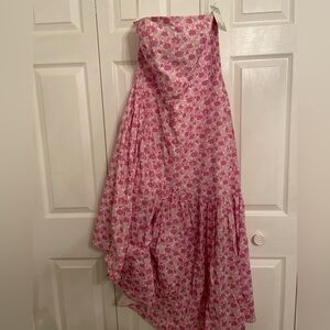 Strapless Pink Floral Dress